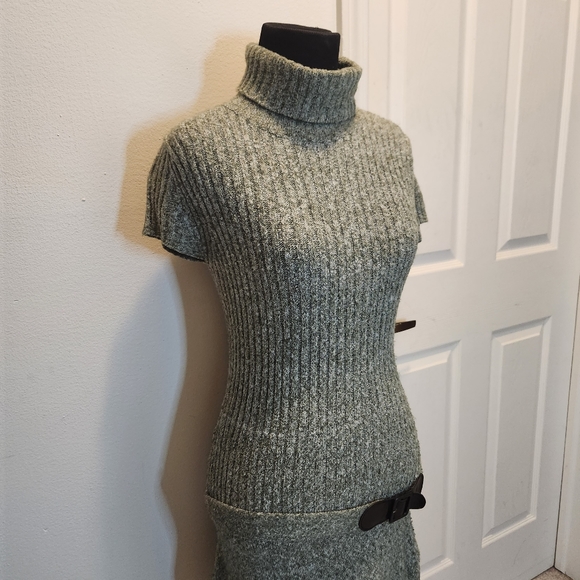 J.J. Always Turtle Neck Short Sleeve Bodycon Gray XSmall Mini Sweater Dress - Picture 5 of 7